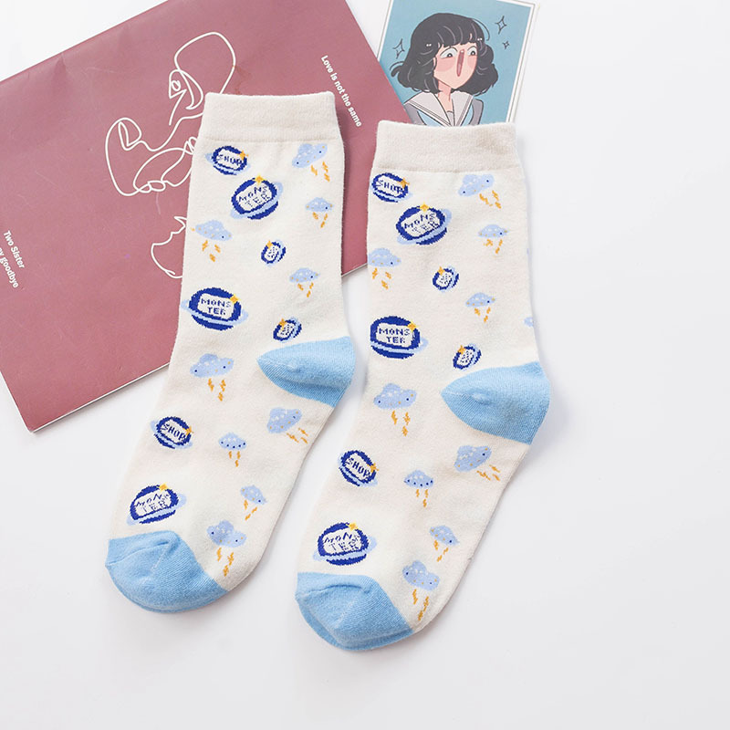  Cartoon Character Autumn And Winter Socks Japanese Small Fresh Strawberries And Sweet Little Angel In Tube Socks Cotton Socks